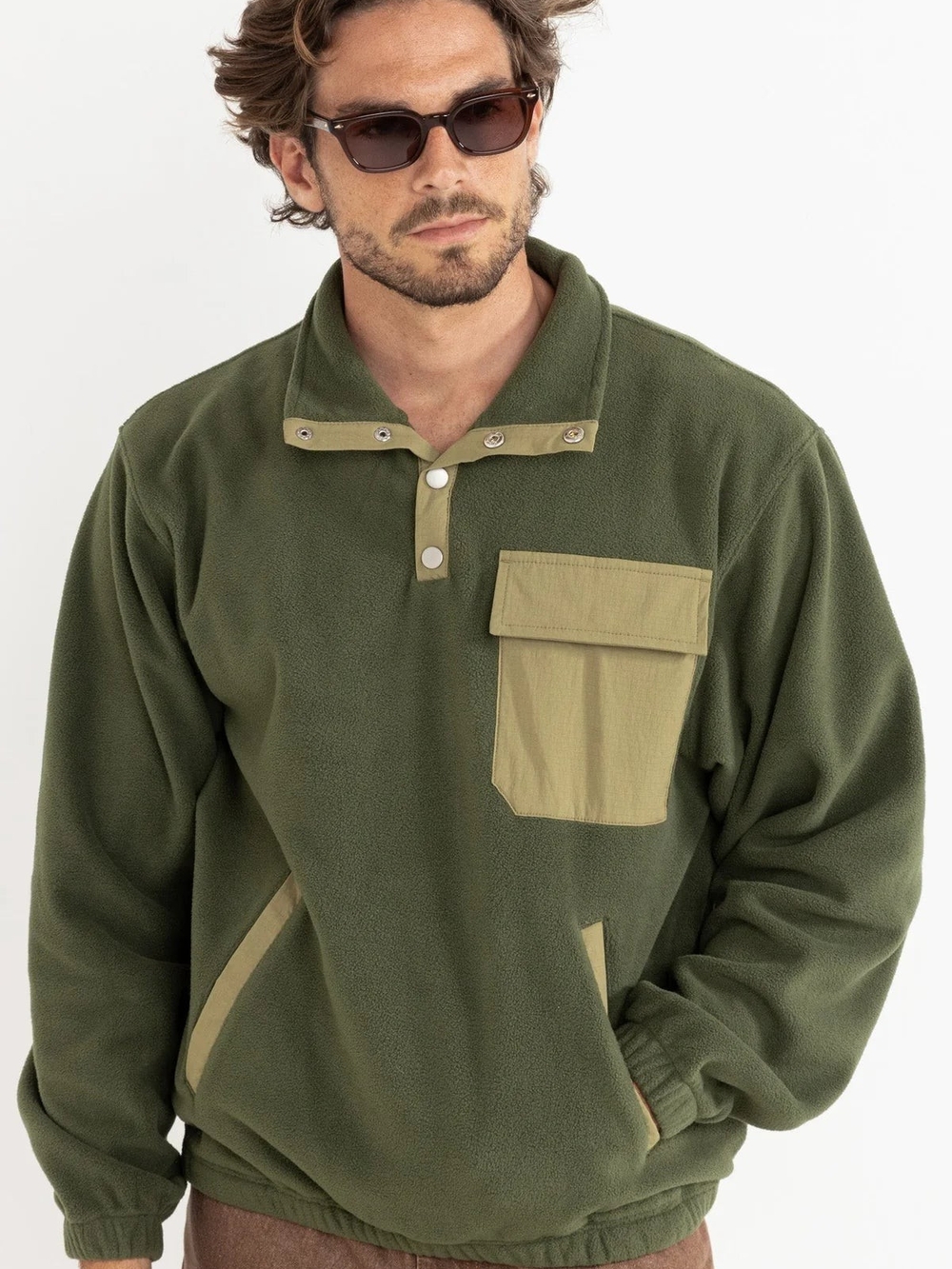 New Rhythm Floresta Button Fleece (Dark Green)